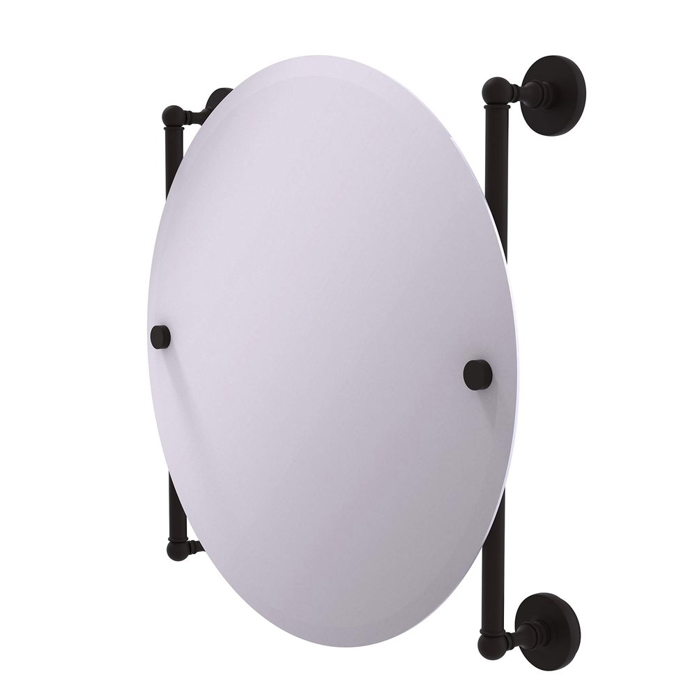 Allied Brass Prestige Skyline Collection Round Frameless Rail Mounted Wall Mirror, Oil Rubbed Bronze