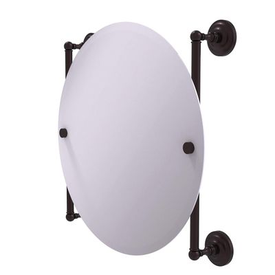Allied Brass Que Round Frameless Rail Mounted Wall Mirror, Antique Bronze