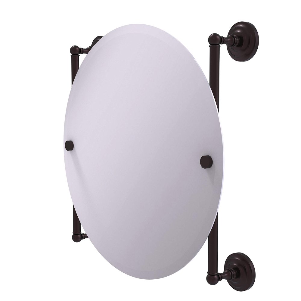 Allied Brass Que Round Frameless Rail Mounted Wall Mirror, Antique Bronze