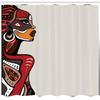 Ambesonne African Shower Curtain, Profile of Beauty Totem Ethno Fashion Girl with Tattoos Illustration, Cloth Fabric Bathroom Decor Set with Hooks, 69" W x 84" L, Pale Grey Burgundy Apricot view 2