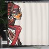 Ambesonne African Shower Curtain, Profile of Beauty Totem Ethno Fashion Girl with Tattoos Illustration, Cloth Fabric Bathroom Decor Set with Hooks, 69" W x 84" L, Pale Grey Burgundy Apricot view 3