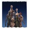 Ambesonne Outer Space Shower Curtain, Alien Group Race Diverse Creatures Under a Starry Night Martian Family Image, Cloth Fabric Bathroom Decor Set with Hooks, 69" W x 70" L, Navy Pink view 2