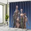 Ambesonne Outer Space Shower Curtain, Alien Group Race Diverse Creatures Under a Starry Night Martian Family Image, Cloth Fabric Bathroom Decor Set with Hooks, 69" W x 70" L, Navy Pink view 4