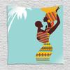 Ambesonne African Tapestry, Mother with Her in Clothes Retro Style Fashion Image, Wall Hanging for Bedroom Living Room Dorm Decor, 40" X 60", Turquoise Marigold view 1