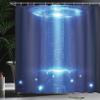 Ambesonne Outer Space Shower Curtain, Cyberspace Environment in Communication Over Computer Network Webs Design, Cloth Fabric Bathroom Decor Set with Hooks, 69" W x 70" L, Blue view 3