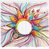 Ambesonne Abstract Shower Curtain, Absurd Vector Smoky Wavy Floral Design Rainbow Alike Stripes and Lines Print, Cloth Fabric Bathroom Decor Set with Hooks, 69" W x 70" L, White Teal Apricot view 2