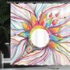 Ambesonne Abstract Shower Curtain, Absurd Vector Smoky Wavy Floral Design Rainbow Alike Stripes and Lines Print, Cloth Fabric Bathroom Decor Set with Hooks, 69" W x 70" L, White Teal Apricot view 3