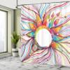 Ambesonne Abstract Shower Curtain, Absurd Vector Smoky Wavy Floral Design Rainbow Alike Stripes and Lines Print, Cloth Fabric Bathroom Decor Set with Hooks, 69" W x 70" L, White Teal Apricot view 4