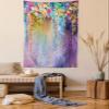 Ambesonne Flower Tapestry, Abstract Herbs Alternative Medicine Blossoms Ivy Back Florets Shrubs Design, Wall Hanging for Bedroom Living Room Dorm Decor, 60" X 80", Blue Purple view 1