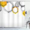 Ambesonne Abstract Shower Curtain, Geometrical Hexagonal Beeswax Shaped Modern Cool Artwork, Cloth Fabric Bathroom Decor Set with Hooks, 69" W x 75" L, Yellow White view 1