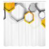 Ambesonne Abstract Shower Curtain, Geometrical Hexagonal Beeswax Shaped Modern Cool Artwork, Cloth Fabric Bathroom Decor Set with Hooks, 69" W x 75" L, Yellow White view 2