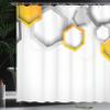 Ambesonne Abstract Shower Curtain, Geometrical Hexagonal Beeswax Shaped Modern Cool Artwork, Cloth Fabric Bathroom Decor Set with Hooks, 69" W x 75" L, Yellow White view 3