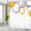 Ambesonne Abstract Shower Curtain, Geometrical Hexagonal Beeswax Shaped Modern Cool Artwork, Cloth Fabric Bathroom Decor Set with Hooks, 69" W x 75" L, Yellow White view 4
