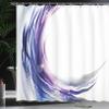 Ambesonne Abstract Shower Curtain, Cool Wave Like Ombre Design Vibrant Color Dots Art, Cloth Fabric Bathroom Decor Set with Hooks, 69" W x 75" L, Purple Blue and White view 3