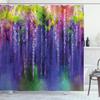 Ambesonne Flower Shower Curtain, Ornamental Wisterias Down of Life Cultivation Botany Artwork Pattern Print, Cloth Fabric Bathroom Decor Set with Hooks, 69" W x 75" L, Purple Green view 1