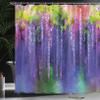 Ambesonne Flower Shower Curtain, Ornamental Wisterias Down of Life Cultivation Botany Artwork Pattern Print, Cloth Fabric Bathroom Decor Set with Hooks, 69" W x 75" L, Purple Green view 3