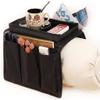 Sofa Armrest Organizer with Cup Holder Tray 6 Pockets TV Remote Control Organizer Sofa Couch Armchair Caddy Organizer Tidy Pocket Hanging Storage Bag Holder for Cellphone Magazine Drinks Snacks Black view 1