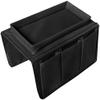 Sofa Armrest Organizer with Cup Holder Tray 6 Pockets TV Remote Control Organizer Sofa Couch Armchair Caddy Organizer Tidy Pocket Hanging Storage Bag Holder for Cellphone Magazine Drinks Snacks Black view 3