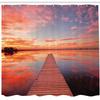 Ambesonne Lake House Shower Curtain, View of The Timber Deck Pier Over Idyllic Sky at Dawn Scenery Print, Cloth Fabric Bathroom Decor Set with Hooks, 69" W x 84" L, Orange Lavender view 2
