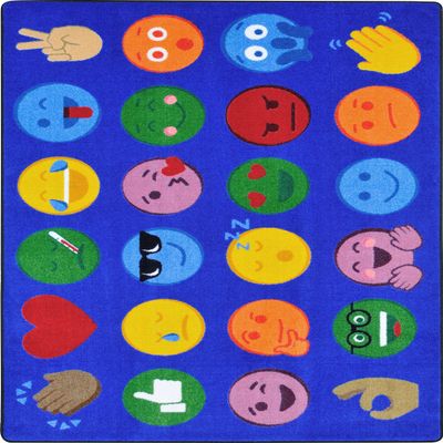 Joy Carpets Emoji Expressions 7'8" x 10'9" Area Rug in Color Multi