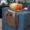 Sofa Armrest Organiser with Cup Holder Tray 6 Pockets TV Remote Control Organizer Sofa Couch Armchair Caddy Organiser Tidy Pocket Hanging Storage Bag Holder for Cellphone Magazine Drinks Snacks view 3