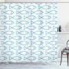 Ambesonne Under The Sea Shower Curtain, Swimming Fish of Underwater Wild Life Maritime Animal Illustration, Cloth Fabric Bathroom Decor Set with Hooks, 69" W x 70" L, Blue White view 1