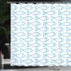 Ambesonne Under The Sea Shower Curtain, Swimming Fish of Underwater Wild Life Maritime Animal Illustration, Cloth Fabric Bathroom Decor Set with Hooks, 69" W x 70" L, Blue White view 3
