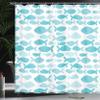 Ambesonne Fish Shower Curtain, Sea Animal in Watercolors Brushstrokes Theme, Cloth Fabric Bathroom Decor Set with Hooks, 69" W x 84" L, White Blue view 3