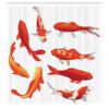 Ambesonne Koi Fish Shower Curtain, Koi Fish Band Chinese Fortune and Power Tranquility Image, Cloth Fabric Bathroom Decor Set with Hooks, 69" W x 75" L, Orange White view 2