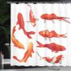 Ambesonne Koi Fish Shower Curtain, Koi Fish Band Chinese Fortune and Power Tranquility Image, Cloth Fabric Bathroom Decor Set with Hooks, 69" W x 75" L, Orange White view 3