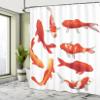 Ambesonne Koi Fish Shower Curtain, Koi Fish Band Chinese Fortune and Power Tranquility Image, Cloth Fabric Bathroom Decor Set with Hooks, 69" W x 75" L, Orange White view 4