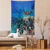 Ambesonne Fish Tapestry, Exotic Fish and Turtle in Fresh Water on Stony Corals Bio Diversity Wild Life Photo, Wall Hanging for Bedroom Living Room Dorm Decor, 60" X 80", Blue Brown view 2