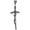 Sterling Silver Jesus of Nazareth King of The Jews Crucifix Necklace Oxidized finish 16 inch 1.8mm Chain view 1