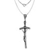 Sterling Silver Jesus of Nazareth King of The Jews Crucifix Necklace Oxidized finish 16 inch 1.8mm Chain view 2