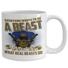 BeeTeeStore Police Officer Mug 15oz Ceramic Tea Cup Law Enforcement Gift for Men Anniversary Birthday Present Real Beast view 2
