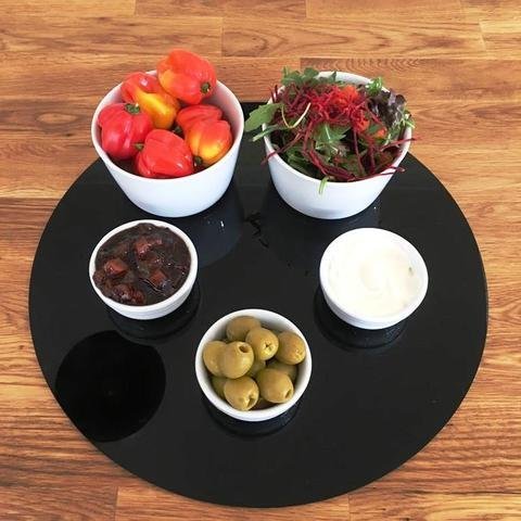 Super Cool Creations Round Shaped Serving Mat - Black - Gloss Finish - 30 cm Diameter (11.8")