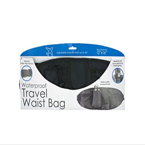 bulk buys OS325 Waterproof Travel Waist Bag, Black