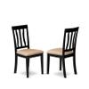 East West Furniture HLAN5-BCH-C 5 Piece Kitchen Table Set for 4 Includes a Round Dining Room Table with Pedestal and 4 Linen Fabric Upholstered Dining Chairs, 42x42 Inch, Black & Cherry view 4