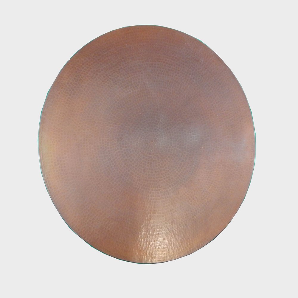 COLOR Y TRADICIN Mexican Round Copper Table Top Hand Hammered Brown Patina 48
