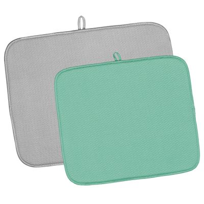 2-Piece Dish Drying Mat Value Pack in Grey/Aqua