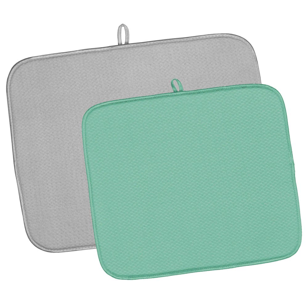 2-Piece Dish Drying Mat Value Pack in Grey/Aqua