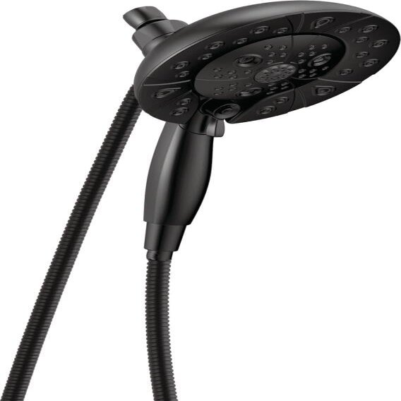 Delta Faucet 5-Spray In2ition Dual Shower Head with Handheld Spray, H2Okinetic Matte Black Shower Head with Hose, Showerheads, Handheld Shower Heads, Magnetic Docking, Matte Black 58480-BL-PK