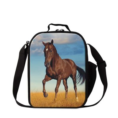 Dispalang Horse 3D Printed Lunch Bags for Children Small Insulated Cooler Bag Messenger Lunch Box Bags