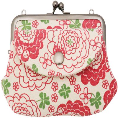 Kyoyu Gamaguchi Coin Purse Tekteko Canvas with Parent-Child Pocket Hana