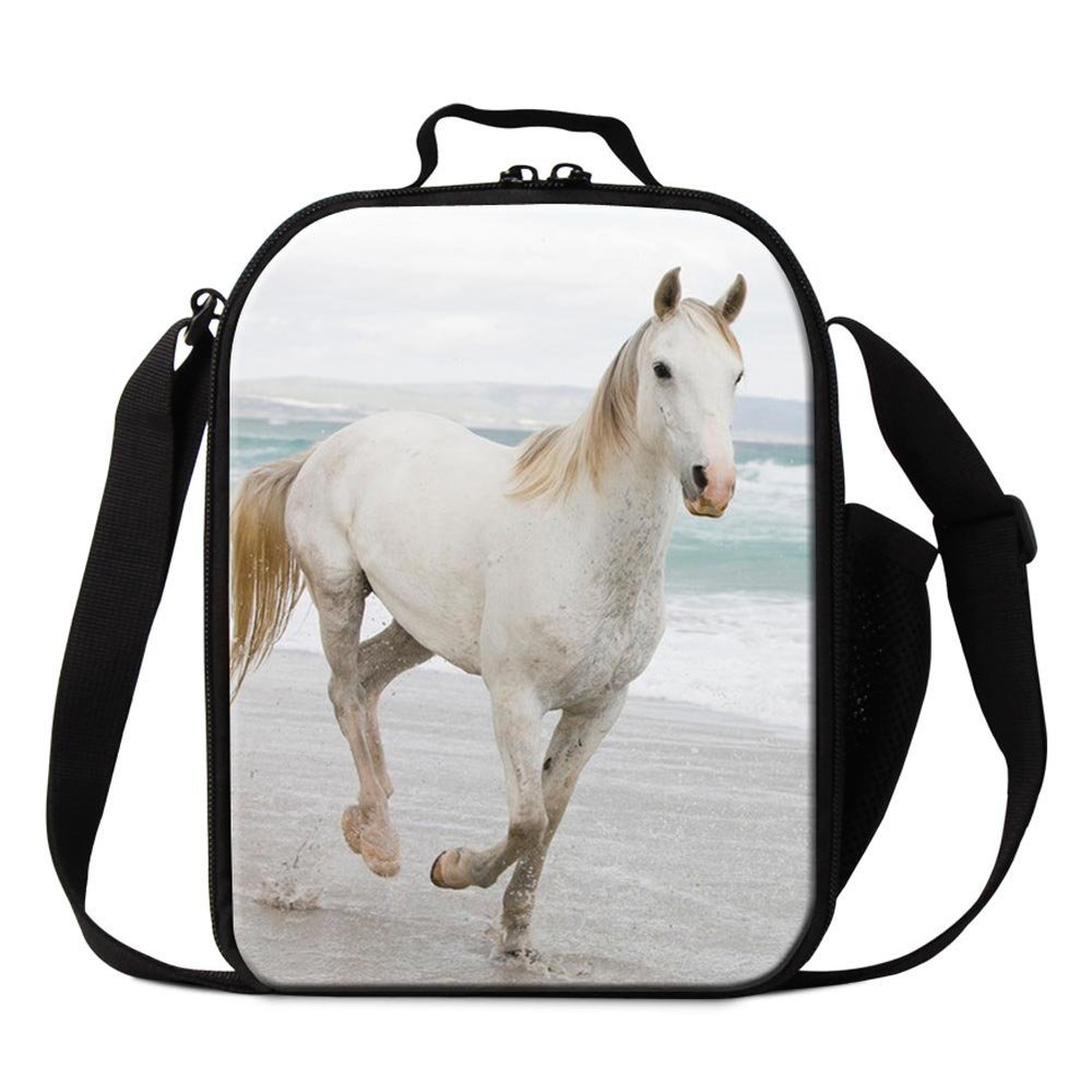 Dispalang Horse 3D Printed Lunch Bags for Children Small Insulated Cooler Bag Messenger Lunch Box Bags