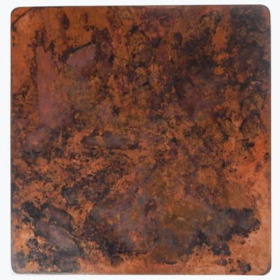 COLOR Y TRADICIN Mexican Square Copper Table Top Hand Hammered Stained Patina 48
