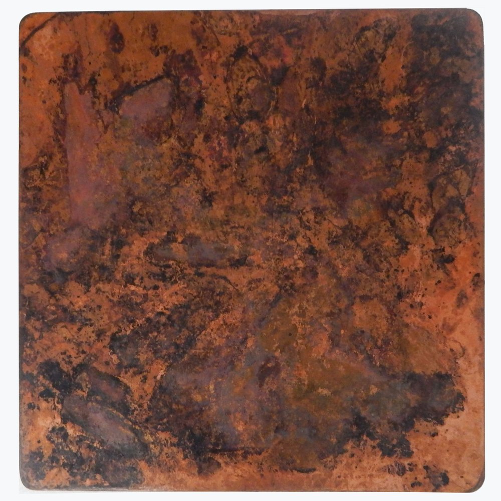 COLOR Y TRADICIN Mexican Square Copper Table Top Hand Hammered Stained Patina 48