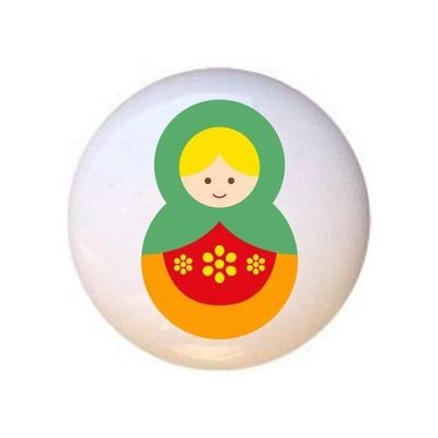 Doll Design #AJ011 - Matryoshka Russian Nesting Dolls Stacking Tea Dolls - DECORATIVE Glossy CERAMIC Cupboard Cabinet PULLS Dresser Drawer KNOBS