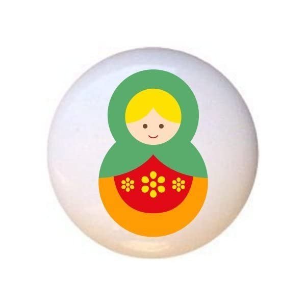Doll Design #AJ011 - Matryoshka Russian Nesting Dolls Stacking Tea Dolls - DECORATIVE Glossy CERAMIC Cupboard Cabinet PULLS Dresser Drawer KNOBS