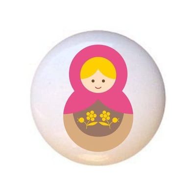 Doll Design #AJ016 - Matryoshka Russian Nesting Dolls Stacking Tea Dolls - DECORATIVE Glossy CERAMIC Cupboard Cabinet PULLS Dresser Drawer KNOBS